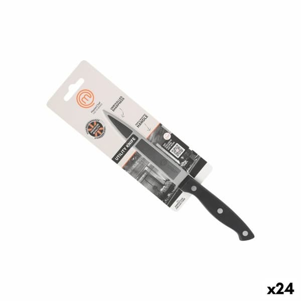 Kjøkkenkniv MasterChef Svart Sølv 12 cm Flerbruk (24 enheter)