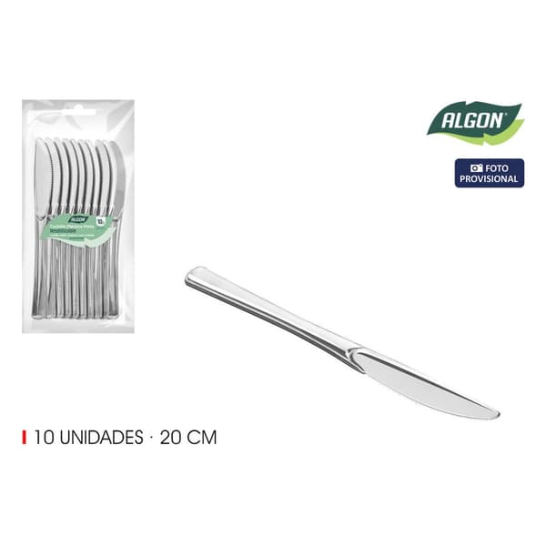 Sett med gjenbrukbare kniver Algon Sølv Plast 20 cm 10 Deler (24 enheter)