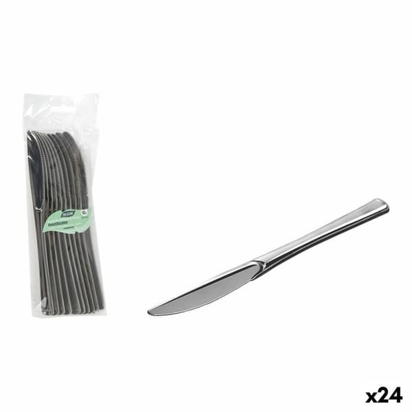 Sett med gjenbrukbare kniver Algon Sølv Plast 20 cm 10 Deler (24 enheter)