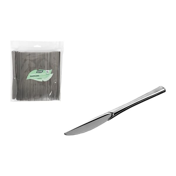 Sett med gjenbrukbare kniver Algon Sølv Plast 20 cm 50 Deler (12 enheter)