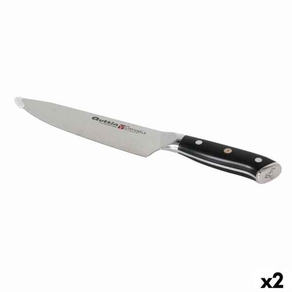 Køkkenkniv Quttin DAMASKUS Sort Sølvfarvet 20 cm (2 enheder)