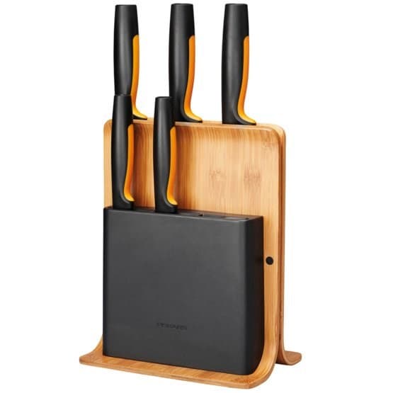 Fiskars 1057552 knivblock Spårknivblock Bambu, Plast, Rostfritt stål Trä