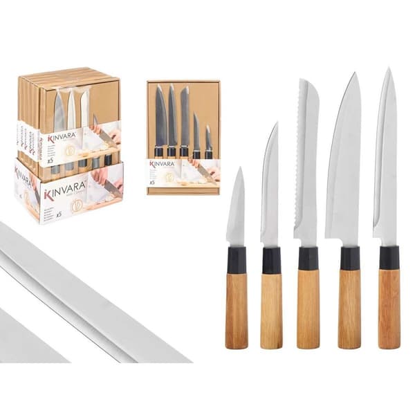 Knivset Kinvara SJ6533B Brun Metall Bambu (12 antal)