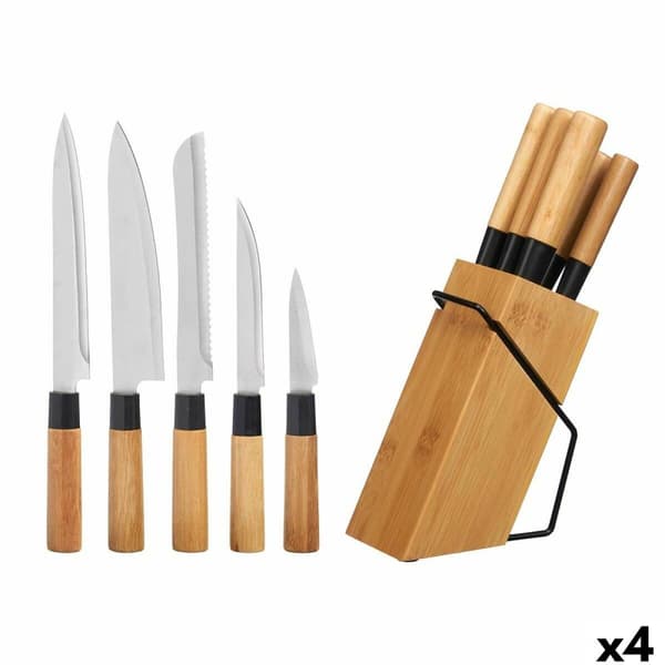 Knivset med trähållare Kinvara KT171028A 6PCS Naturell Bambu Stål (4 antal)