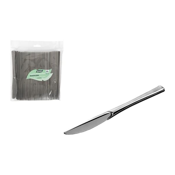 Uppsättning återanvändbara knivar Algon Silvrig Plast 20 cm 50 Delar (12 antal)