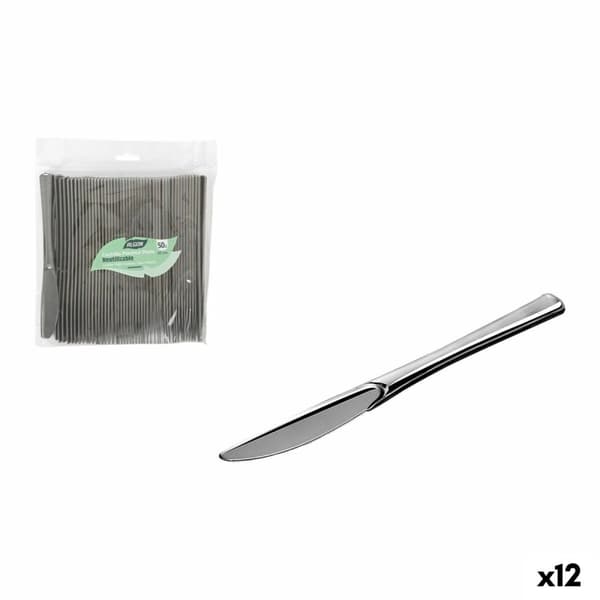Uppsättning återanvändbara knivar Algon Silvrig Plast 20 cm 50 Delar (12 antal)