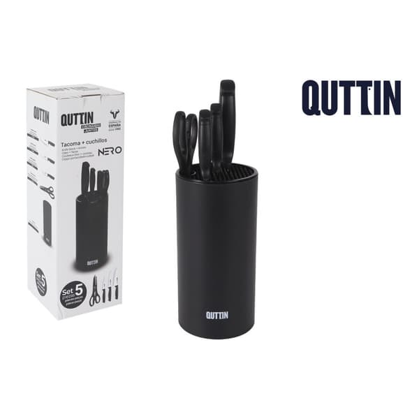 Sæt med køkkenknive og holder Quttin Nero 5 Dele (2 enheder)