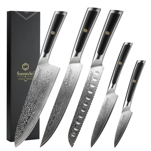 Damaskus Kokkekniv, 8 Tommer Klinge, Høj Hårdhed HRC60+,5PCS Knive Sæt