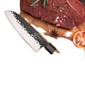 Pikkukuva 1 / 4: KEEMAKE Santoku -veitsi, korkealaatuista hiiliterästä, ergonominen puukahva,7 tuumaa