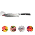 Pikkukuva 1 / 2: KEEMAKE Santoku -veitsisarja, 7-tuumainen ja 5-tuumainen terän pituus, damaskoteräksinen rakenne,7 tuuman Santoku-veitsi