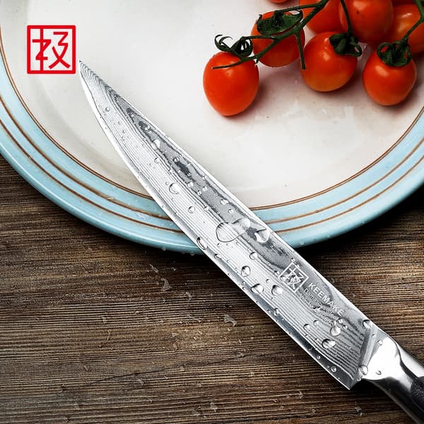 KEEMAKE Japanskt Skärkniv, VG10 Damaskusstål, Ergonomiskt G10 Handtag,8 tum