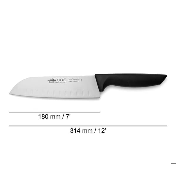 Santoku kniv Arcos Vacker kniv i rostfritt stål 135500 Nitrum och mango kniv i polypropen med blad 18 cm under