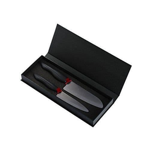 Kyocera ZK-2PC-BK - BORDSKNIV - SHIN - Presentförpackning Grand Santoku och keramikkniv Svart/ Svart handtag
