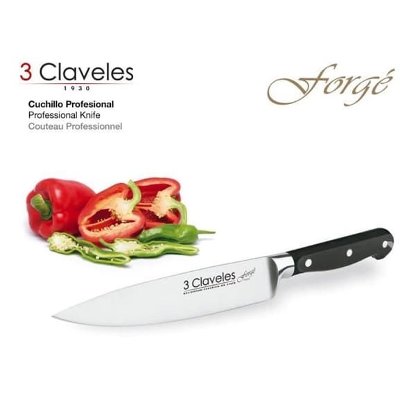 3 claveles 01667 - KVM-OMSKIFTARE - 3 Claveles Ash Forgé Set om 5 Knivar och Saxar med Block i Askträ