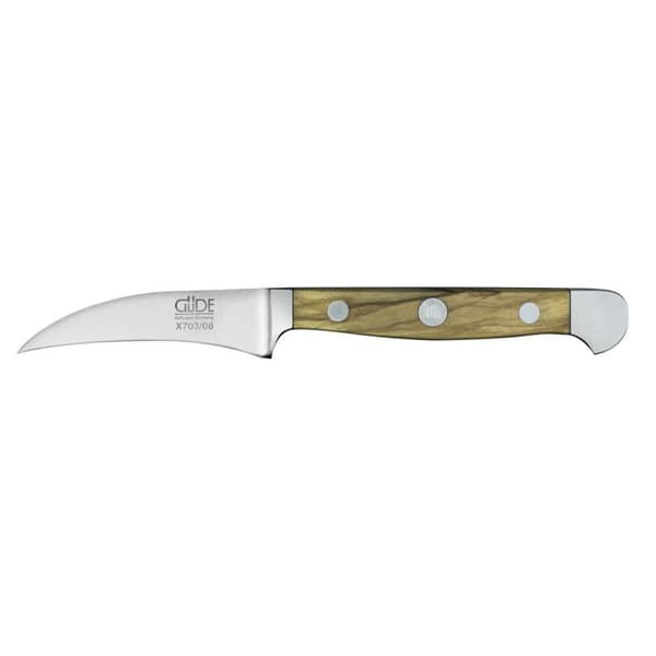 Alpha Olive Güde smidd fågelnäbbkniv - 6cm - Rostfritt stål - Olivträ - Professionell