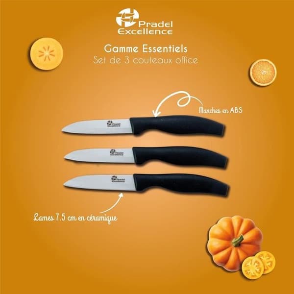 Set med 3 kontorsknivar med Pradel Excellence keramiskt blad