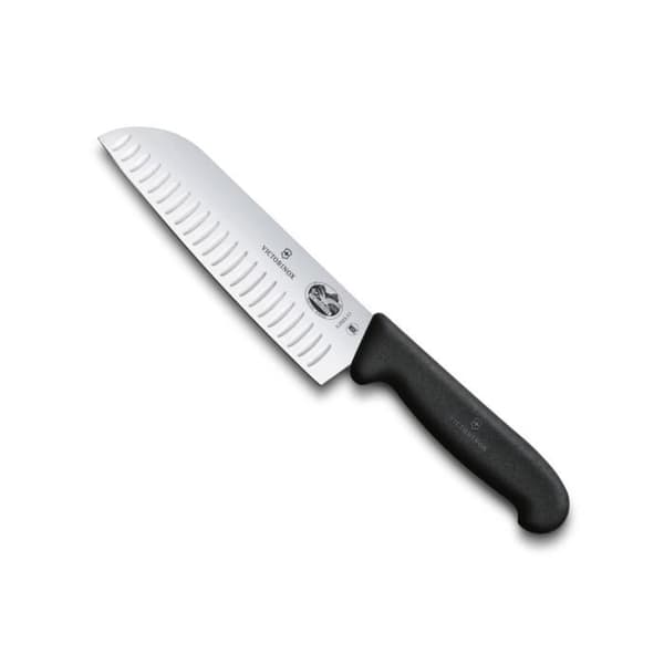 Santoku Victorinox Honeycomb Rostfritt Stål Blad - Svart Fibrox Handtag Kökskniv