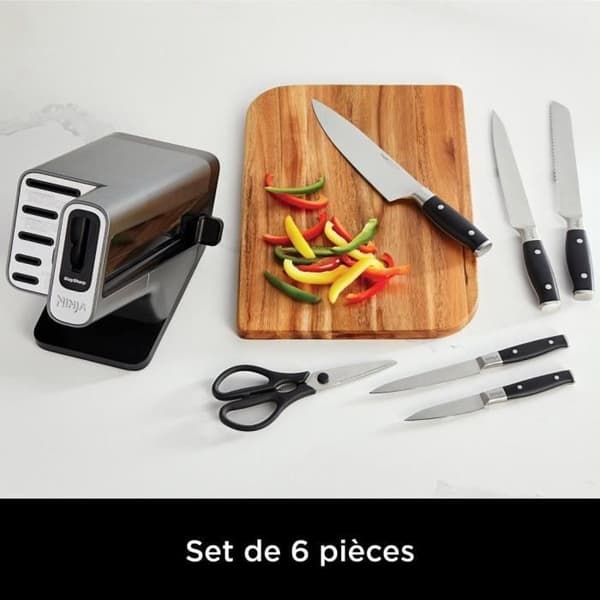 Knivblock - NINJA FOODI - StaySharp K32006EU - Med slipare - Knivset - 6 slipade delar - Svart