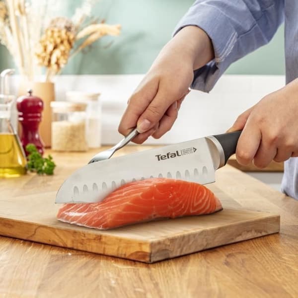 TEFAL Träblock + 10 köksknivar, tyska blad i rostfritt stål, 10 års garanti, Optimal skärpa, Ice Force K232SA04