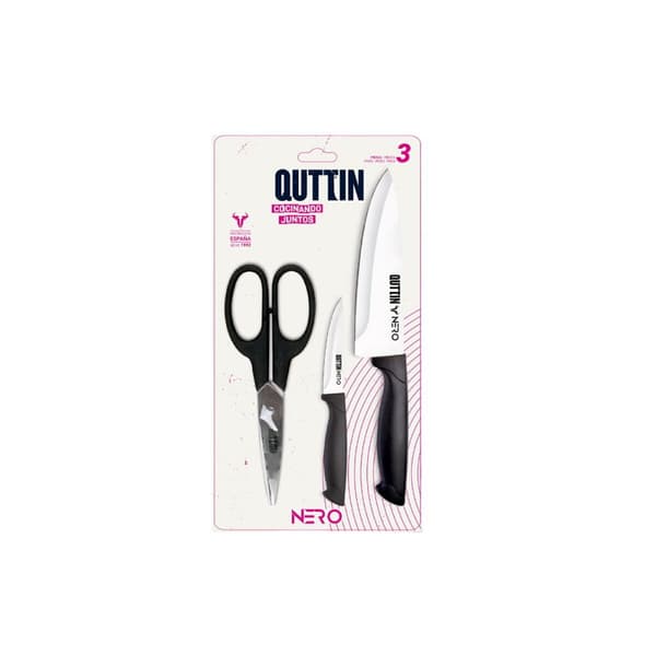 Knivset Quttin Nero Svart 3 Delar (12 antal)