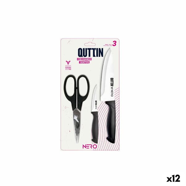 Knivset Quttin Nero Svart 3 Delar (12 antal)