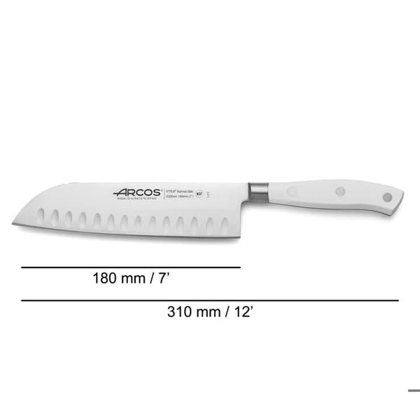 Smidd Santoku kniv honeycomb blad 18cm Riviera White Arcos - Rostfritt stål - Skär