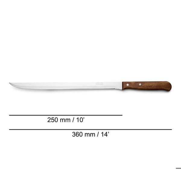 Arcos Latina 101300 skinkkniv i rostfritt stål Nitrum och mango i komprimerat trä med 25 cm blad i en låda.
