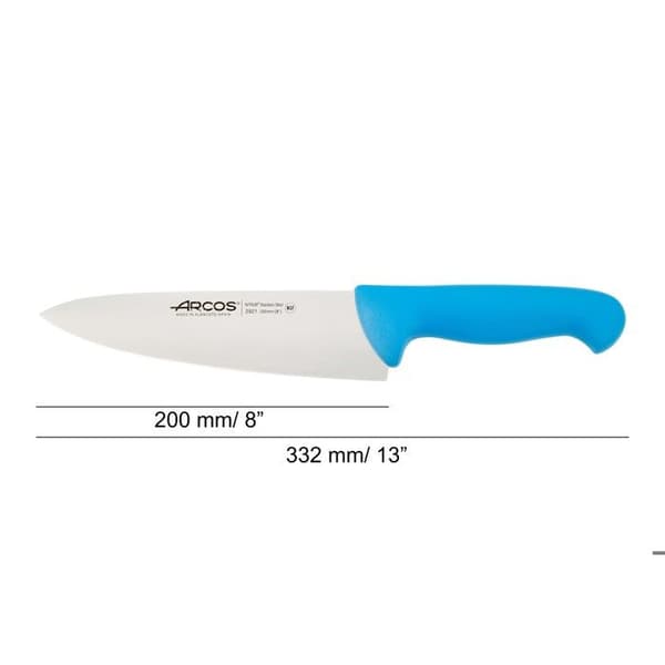 Kockkniv Arcos Color - Prof 292123 i Nitrum rostfritt stål och blå polypropen mango ergonomisk med 20 cm blad,