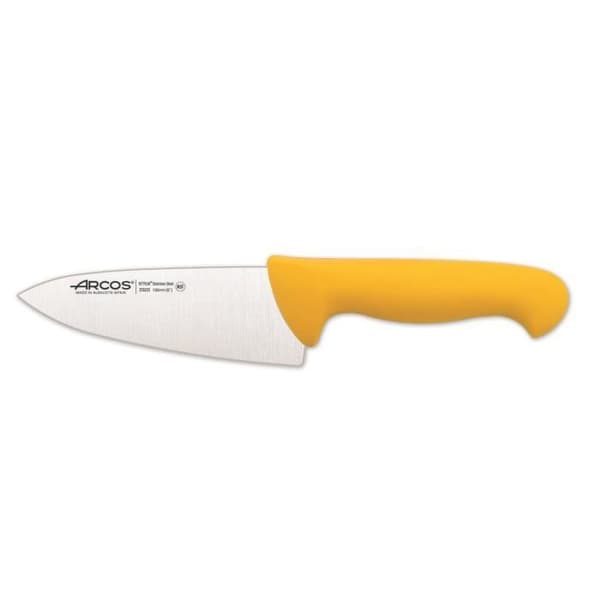 Kockkniv Arcos Color - Prof 292000 i Nitrum rostfritt stål och ergonomisk gul polypropenmango med 15 cm blad,