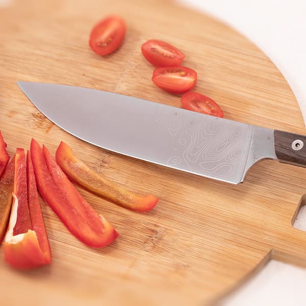 BPS Knives Rosemary Umber Kökskniv - Begränsad upplaga | 5Cr14MoV rostfritt stål träsk ek svart läderslida