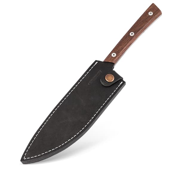 BPS Knives Rosemary Umber Kökskniv - Begränsad upplaga | 5Cr14MoV rostfritt stål träsk ek svart läderslida