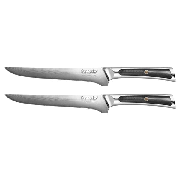 Sunnecko Boning Knive Sæt, 6" Damascus Stål Klinge, Ergonomisk G10 Håndtag,2PCS Kniv Sæt