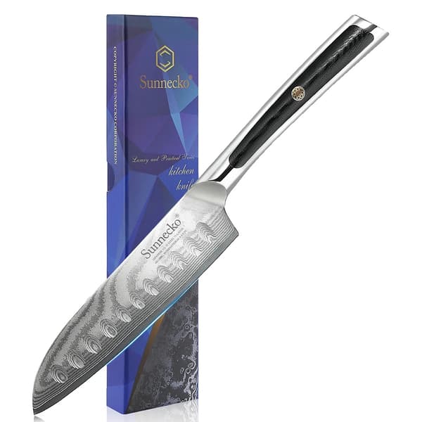 Damaskuksen Santoku-veitsisarja, 7 tuuman äärimmäisen terävä terä, 5 tuuman monikäyttöinen leikkuuveitsi,5 tuuman Santoku -veitsi
