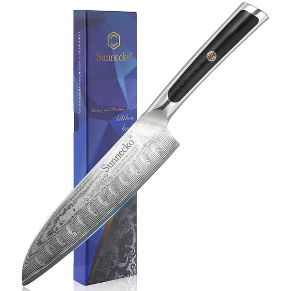 Damaskus Santoku-knivset, 7 tum ultraskarp blad, 5 tum mångsidig skärkniv,7 tum santoku kniv