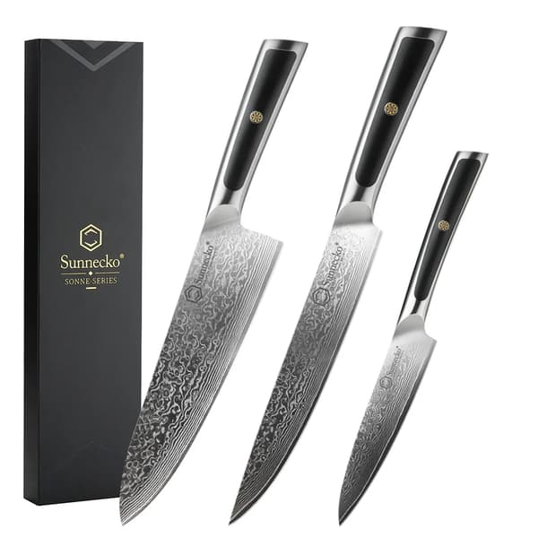 Damaskuskockkniv, 8-tums blad, hög hårdhet HRC60+,3-delars knivset A
