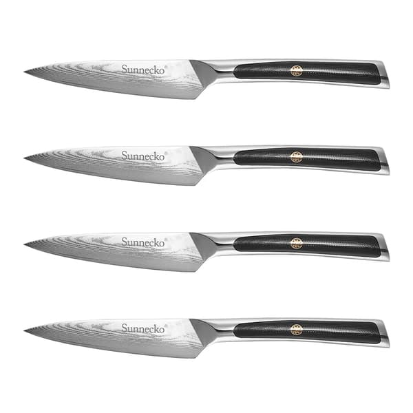 Sunnecko Paring Knife Set, Damaskusstålblad, Ergonomiskt G10-handtag,4-delars knivset