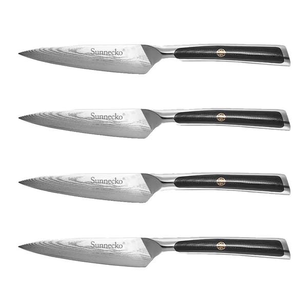 Sunnecko Paring Knife Set, Damaskusstålblad, Ergonomiskt G10-handtag,4-delars knivset