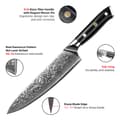 Miniatyrbillede 3 af 4: Kokkekniv, VG10 Damascus stålblad, ergonomisk G10 håndtag, fremragende skarphed