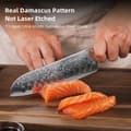Miniatyrbillede 3 af 4: 7" Santoku Kniv, Japansk VG10 Stål, Ergonomisk G10 Håndtag, Raserskarp Damaskus Klinge
