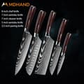 Miniatyrbillede 2 af 2: Køkkenknivssæt, premium rustfrit stålblade, ergonomiske træhåndtag,5PCS SÆT 01