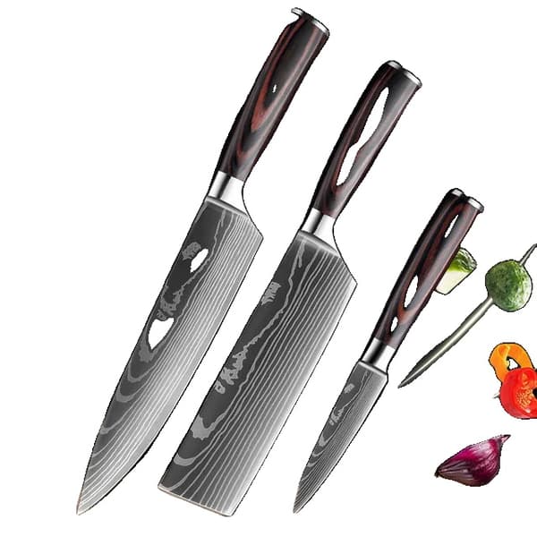 Japanskt Köksknivset, högkolhaltigt rostfritt stål, ergonomiskt trähandtag,AGF