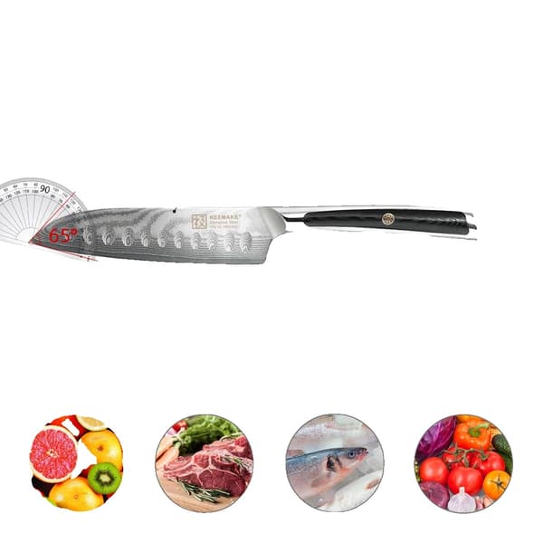 KEEMAKE Santoku Kniv Sæt, 7-Tommer og 5-Tommer Klinge Længder, Damascus Stål Konstruktion,5 Tommer Santoku Kniv