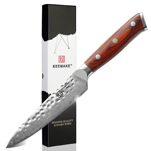 Utility Paring Knife, Ultra Sharp Damascus Steel, Ergonomisk Pakkawood Håndtag,5 tommer