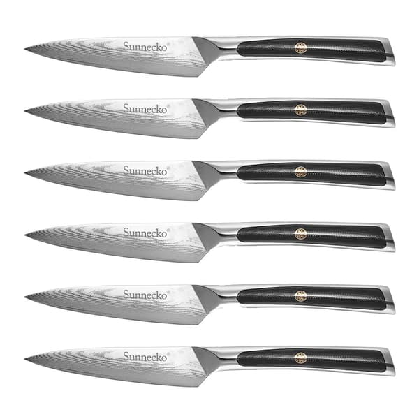 Sunnecko Skærekniv Sæt, Damaskus Stål Klinge, Ergonomisk G10 Håndtag,6PCS Knive Sæt