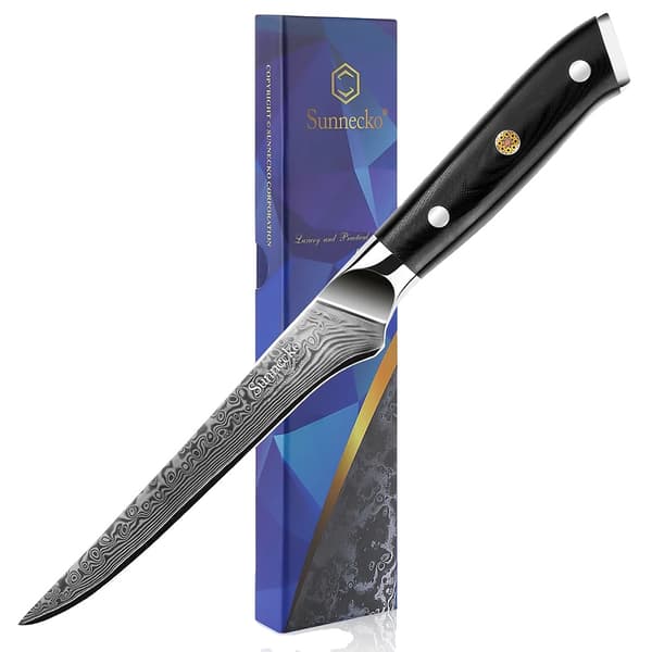 Boning Fillet Kniv, 6-Tommer Damascus Stål, Ergonomisk Håndtag,6 tommer