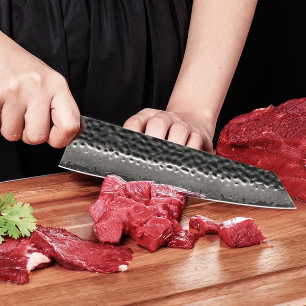 KEEMAKE Kiritsuke-veitsi, korkean hiilipitoisuuden damaskusterä, ergonominen ruusupuiset kahva,8 tuumaa