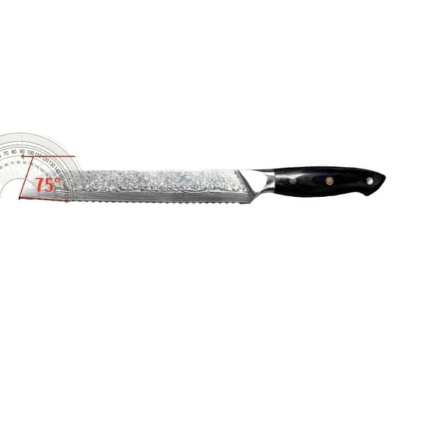 Damaskus Stål Kokkekniv, Ergonomisk G10 Håndtag, Præcisionsskæringsvinkel,4.72 tommer, Brødknive