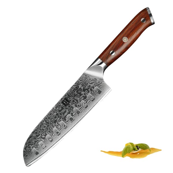 Kokkekniv, Japansk Damaskus Rustfrit Stål, Rosentræ Håndtag