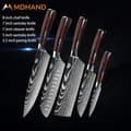 Miniatyrbillede 2 af 2: Køkkenkniv Sæt, 7CR17 Rustfrit Stål, Laser Damascus Design,5stk.SÆT 01