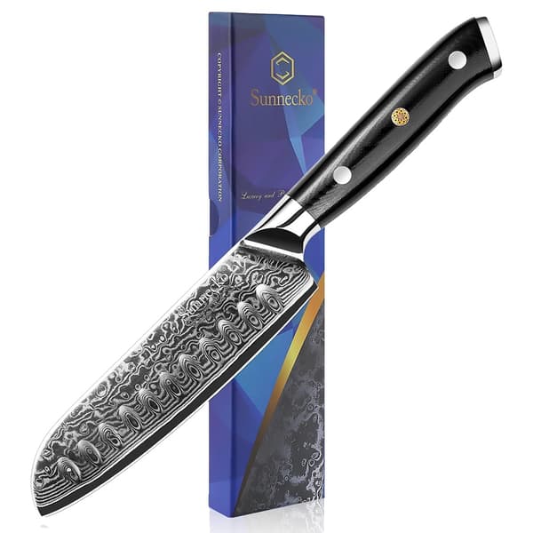 Japansk Santoku-kniv, damaskusstålblad, høj hårdhed HRC60+,5 Tommer Santoku Kniv